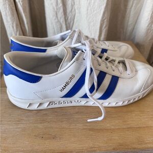 Adidas Hamburg White and Blue Sneakers